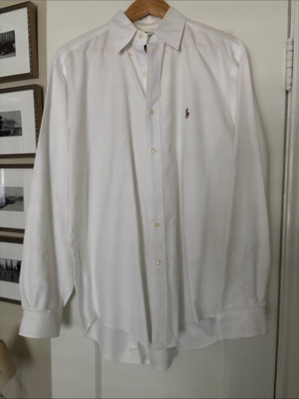 Ralph Lauren Yarmouth White Classic Button-Down Dress Shirt 100% Cotton